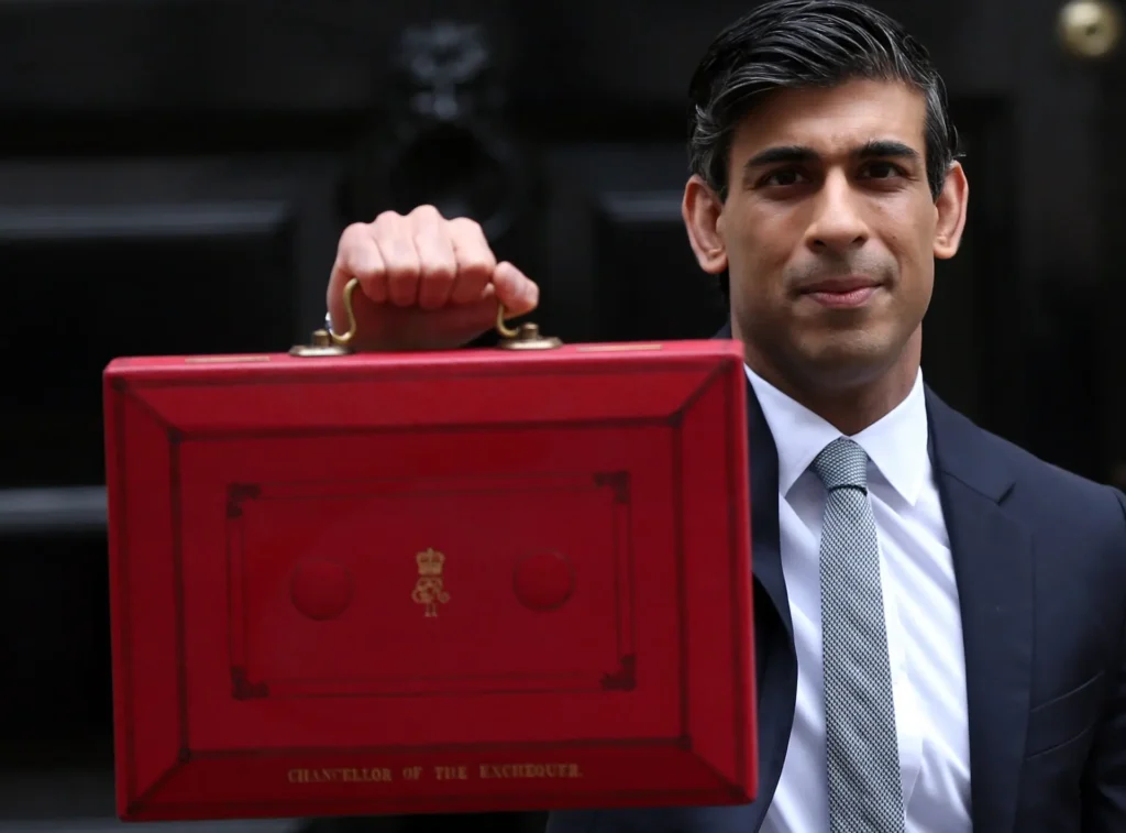 Rishi Sunak holding the red briefcase