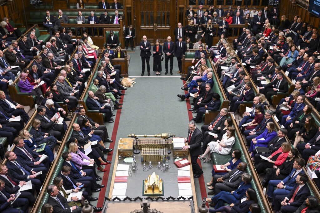 A picture of kier starmer standing to address parliament