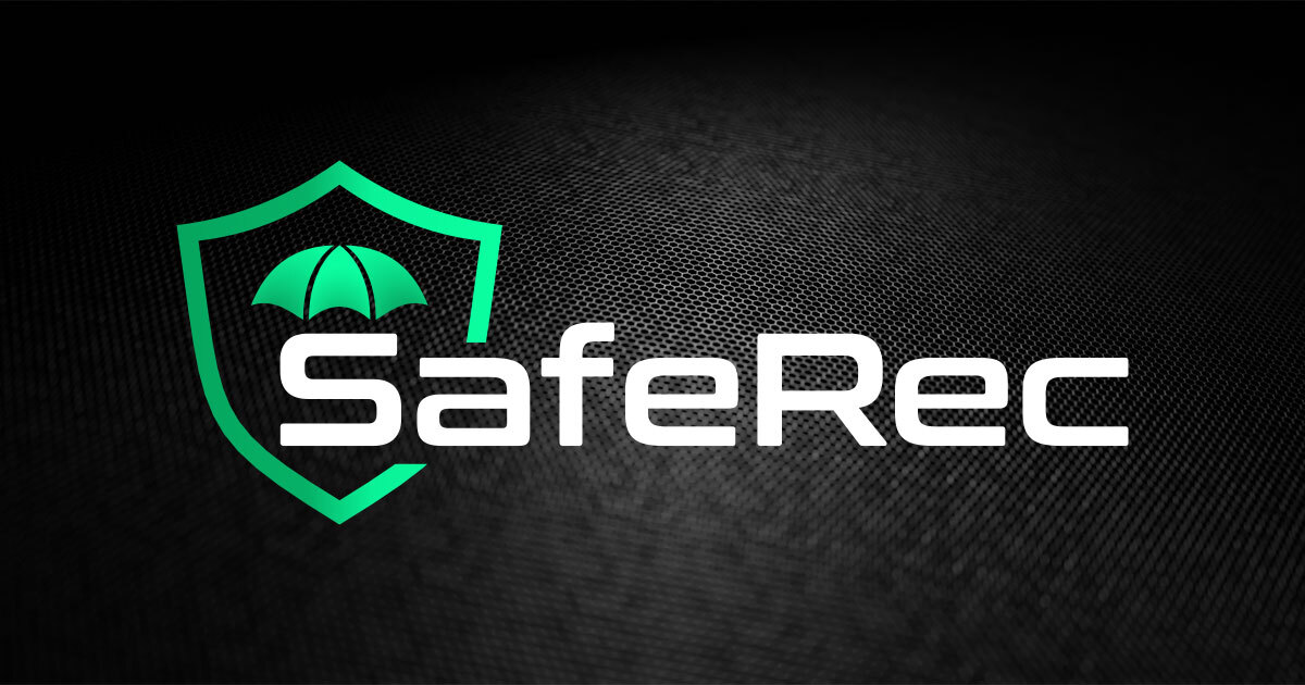 SafeRec Logo on a black background